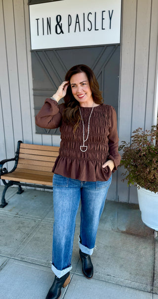 Chocolate Kiss Smocked Top