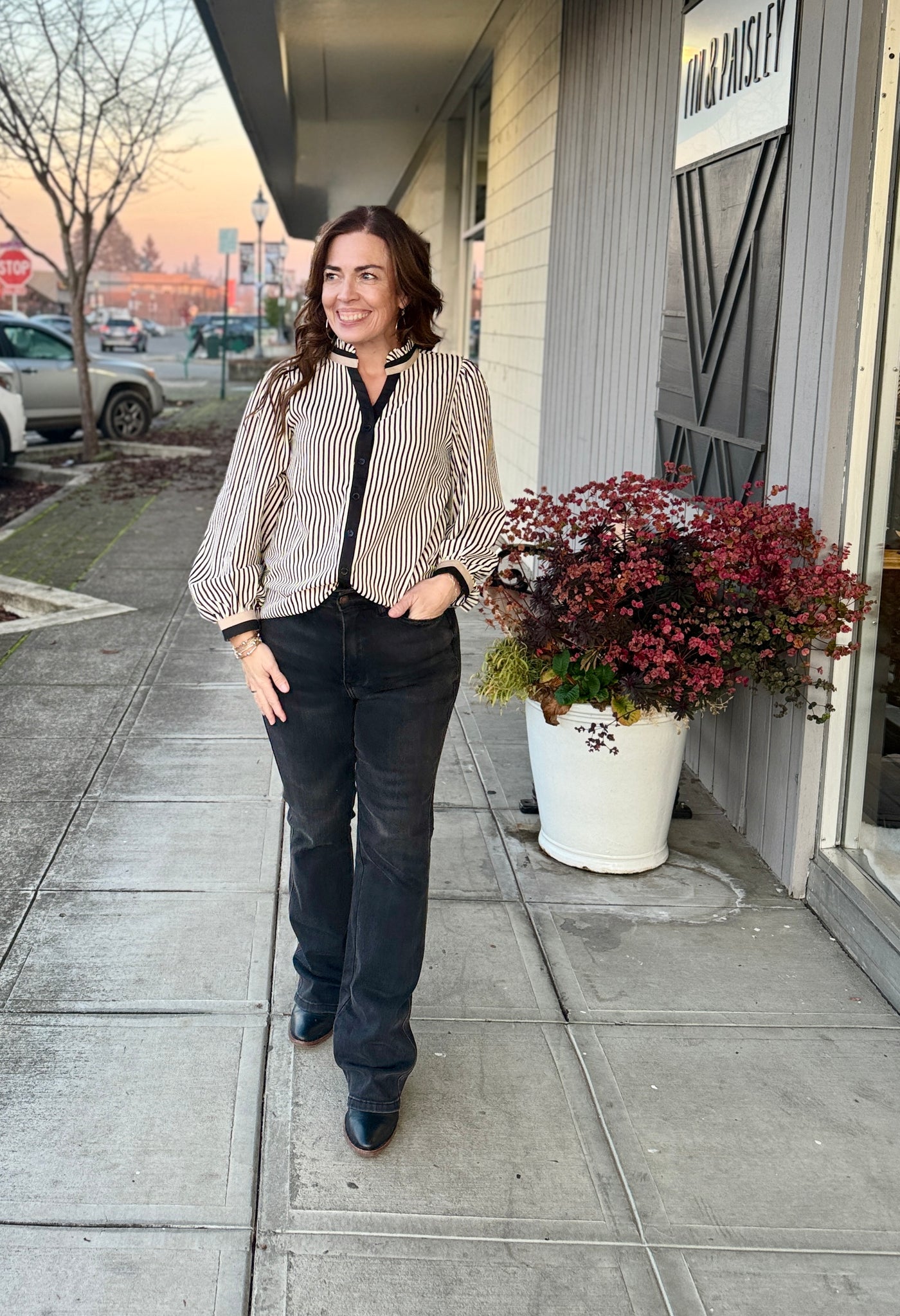 Chloe Ruffle Stripe Blouse