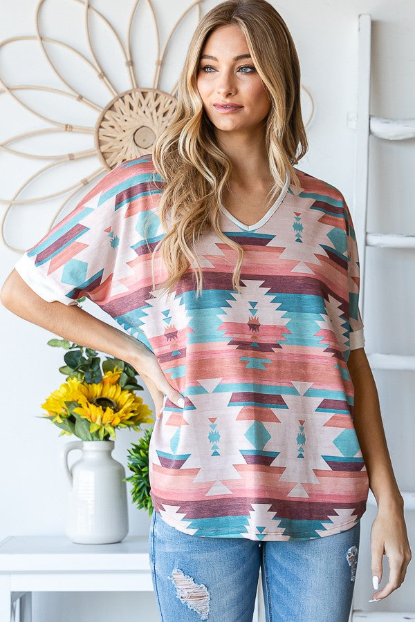 Avery Aztec Print Top