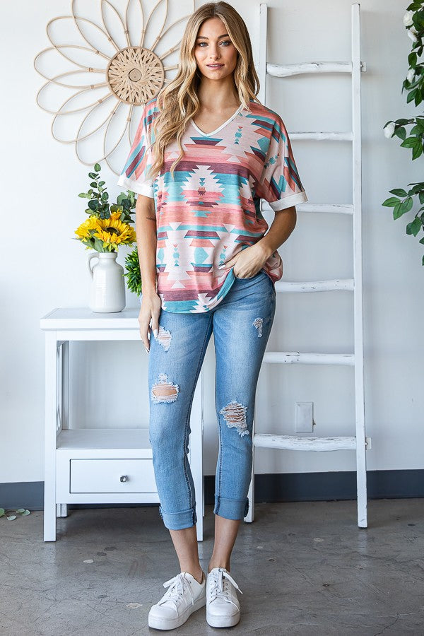 Avery Aztec Print Top