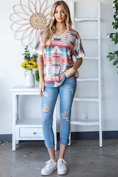 Avery Aztec Print Top