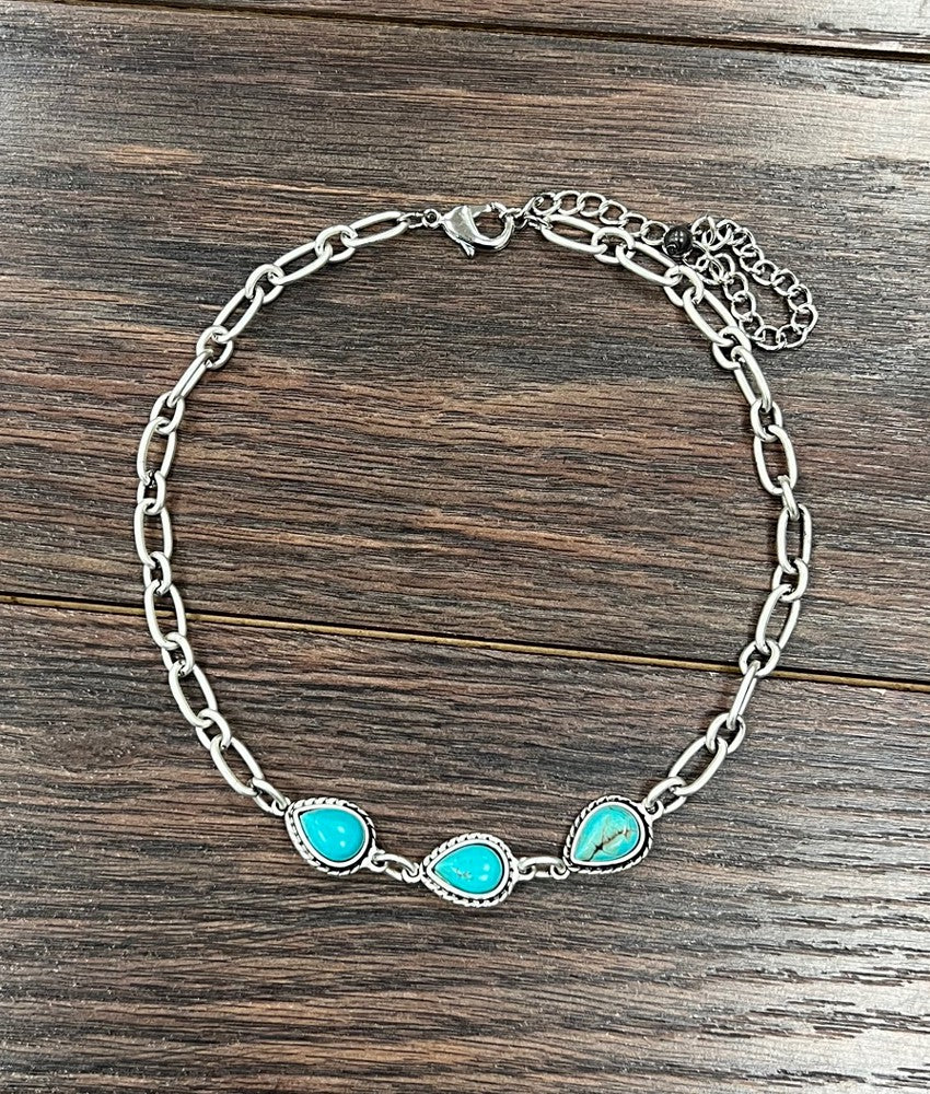 Large Chain Turquoise Necklace