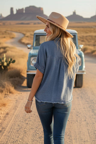 Frannie Denim Button Top