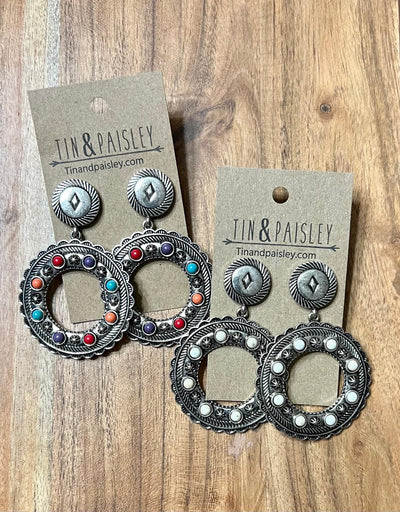 Circle Stone Earrings