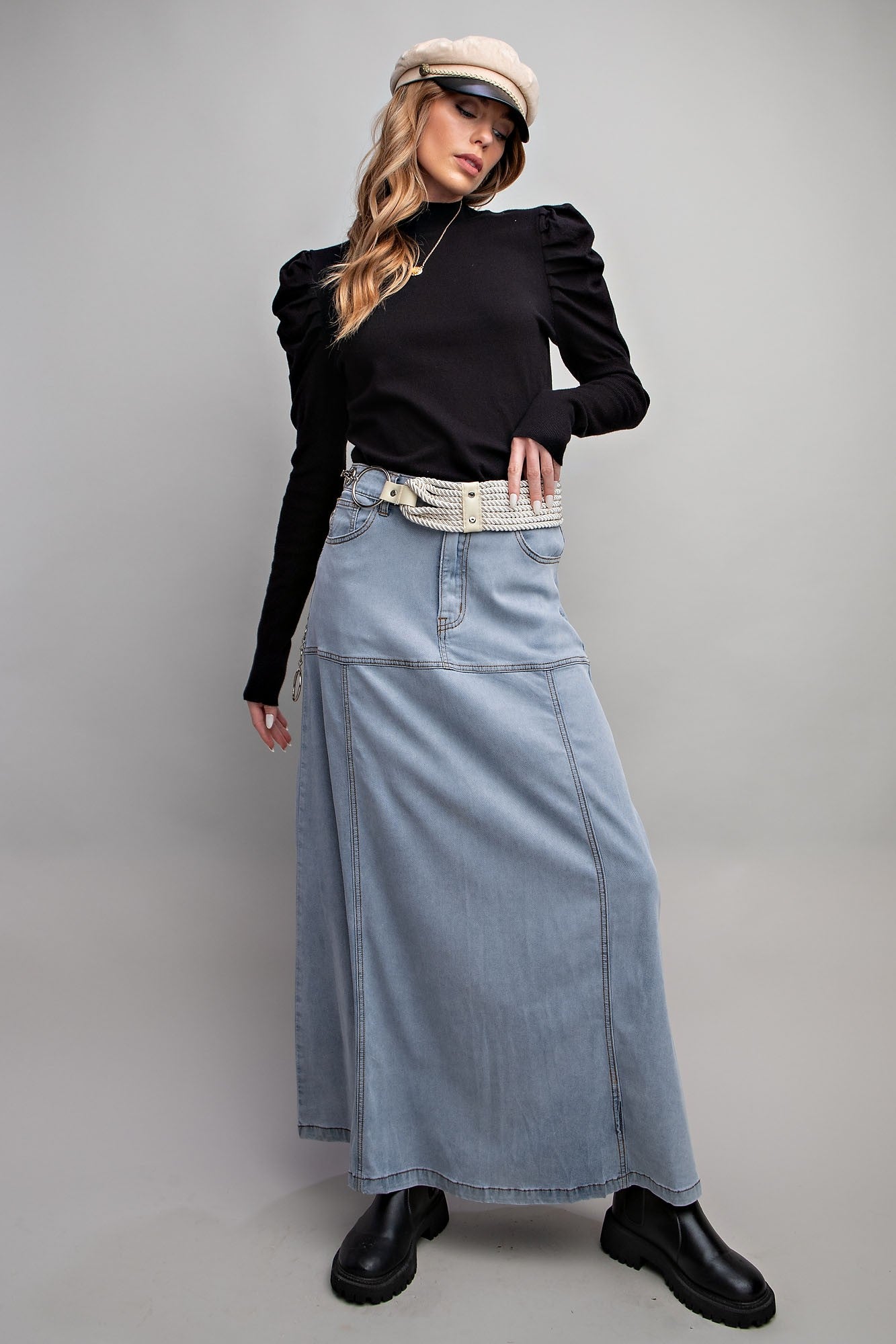 Sundown  Denim Maxi Skirt