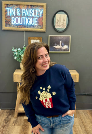 Popcorn & Pearls Sweater