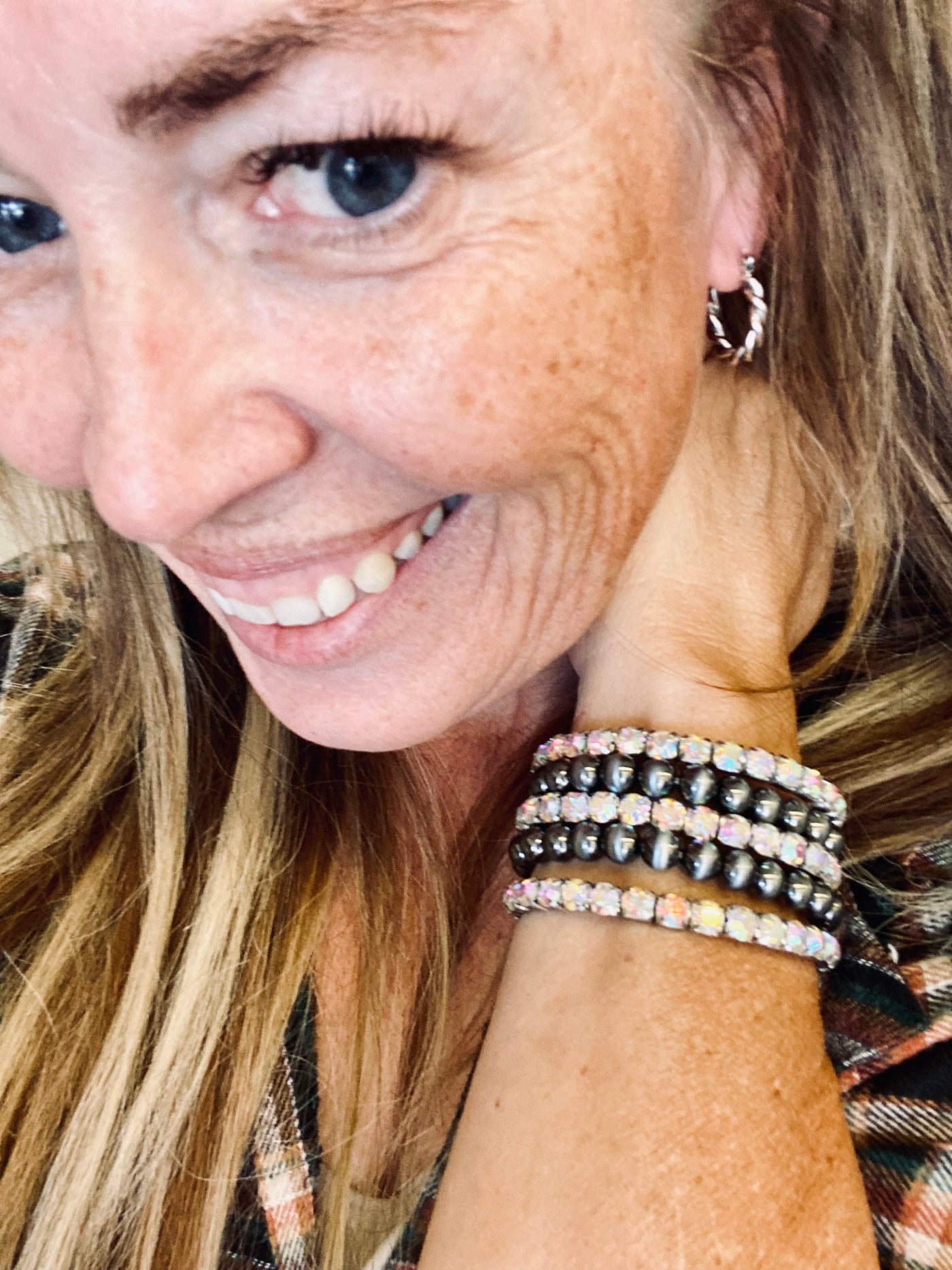 Bead & Rhinestone Stretch Bracelet
