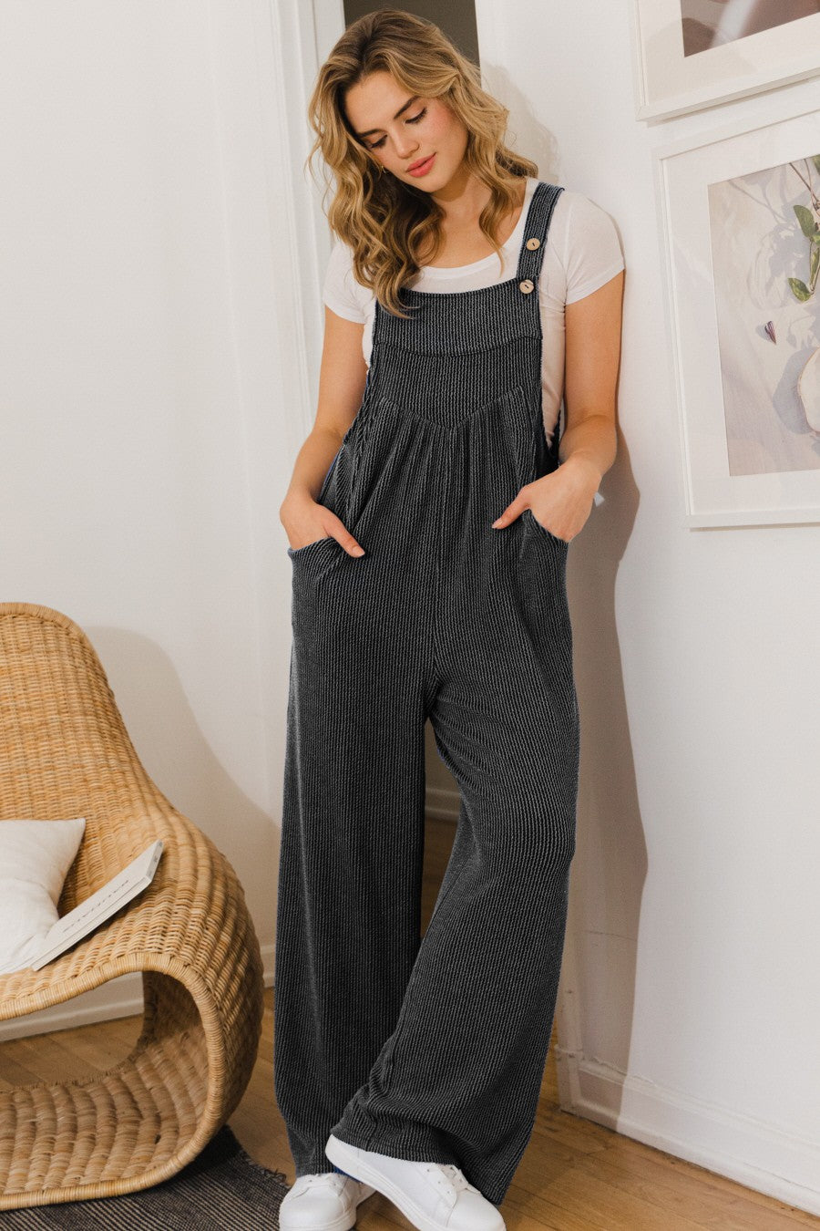 Textured Overall Jumpsuit