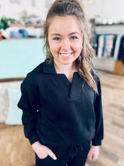 Maria Textured Collared Top