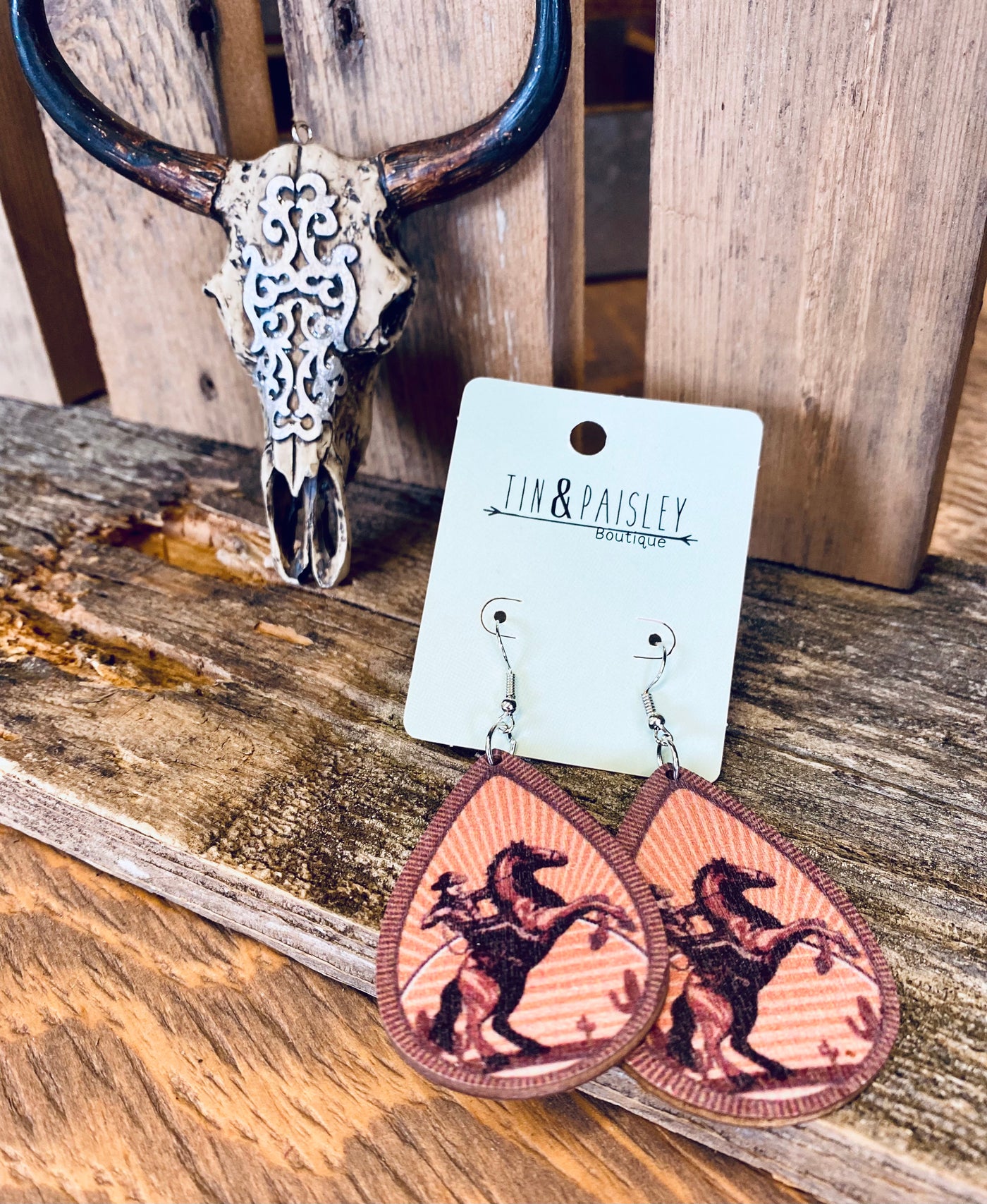 Giddy Up Wooden Earrings