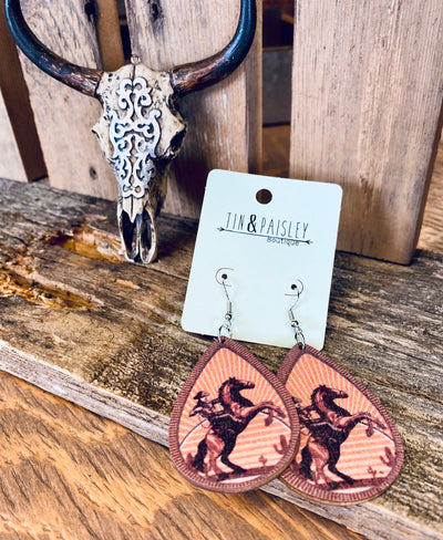 Giddy Up Wooden Earrings