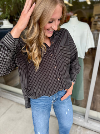Madison Pinstripe Top