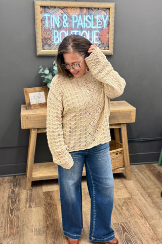 Sage Eyelet Sweater