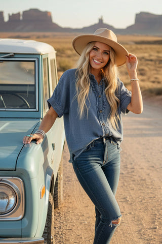 Frannie Denim Button Top