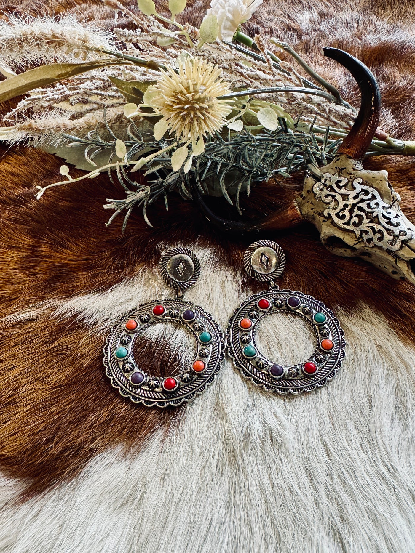 Circle Stone Earrings
