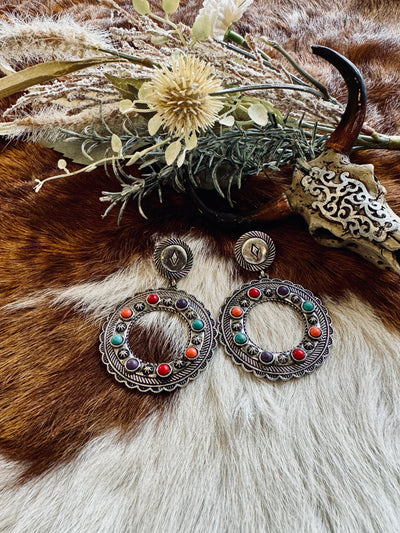 Circle Stone Earrings