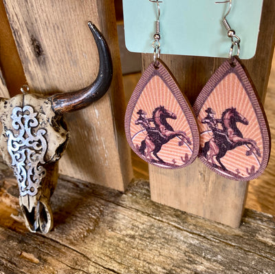 Giddy Up Wooden Earrings