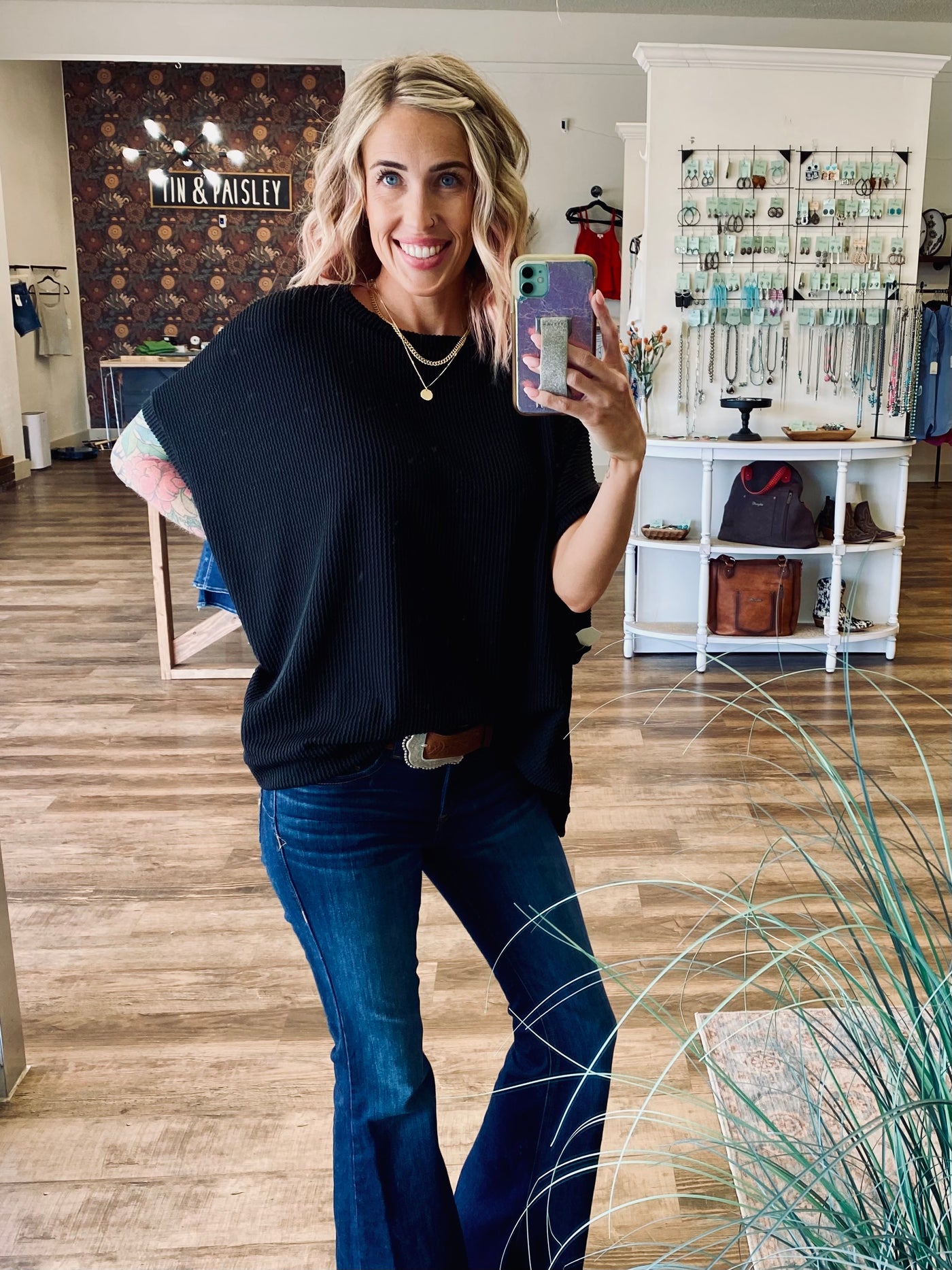 Midnight Textured Knit Top