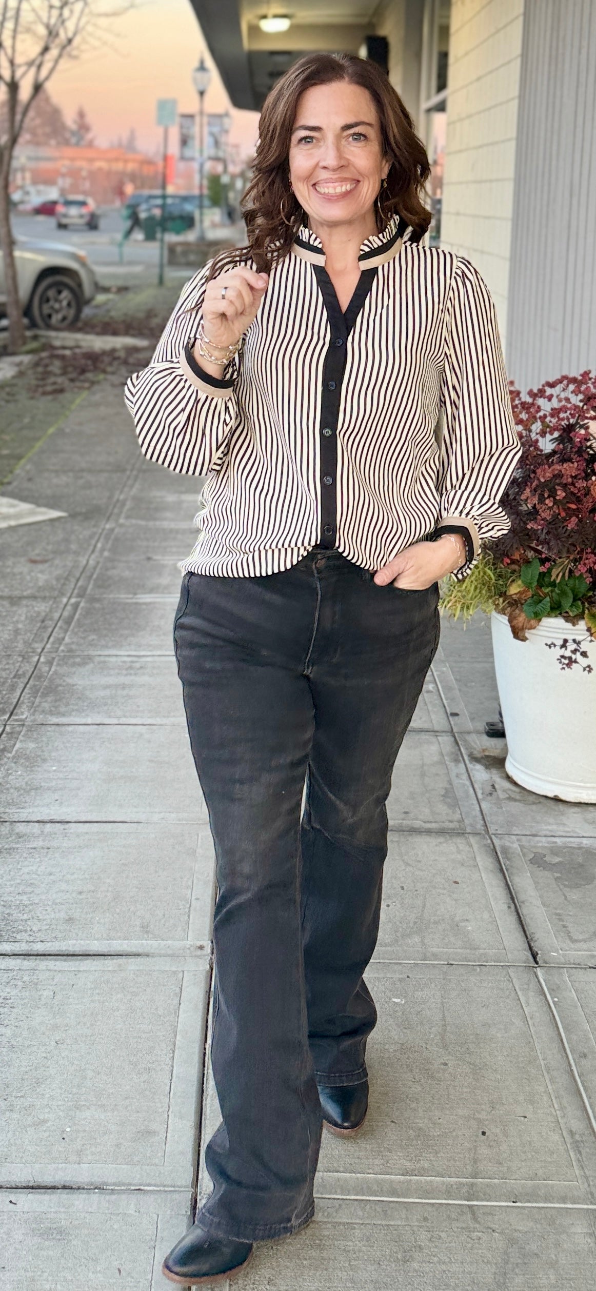 Chloe Ruffle Stripe Blouse