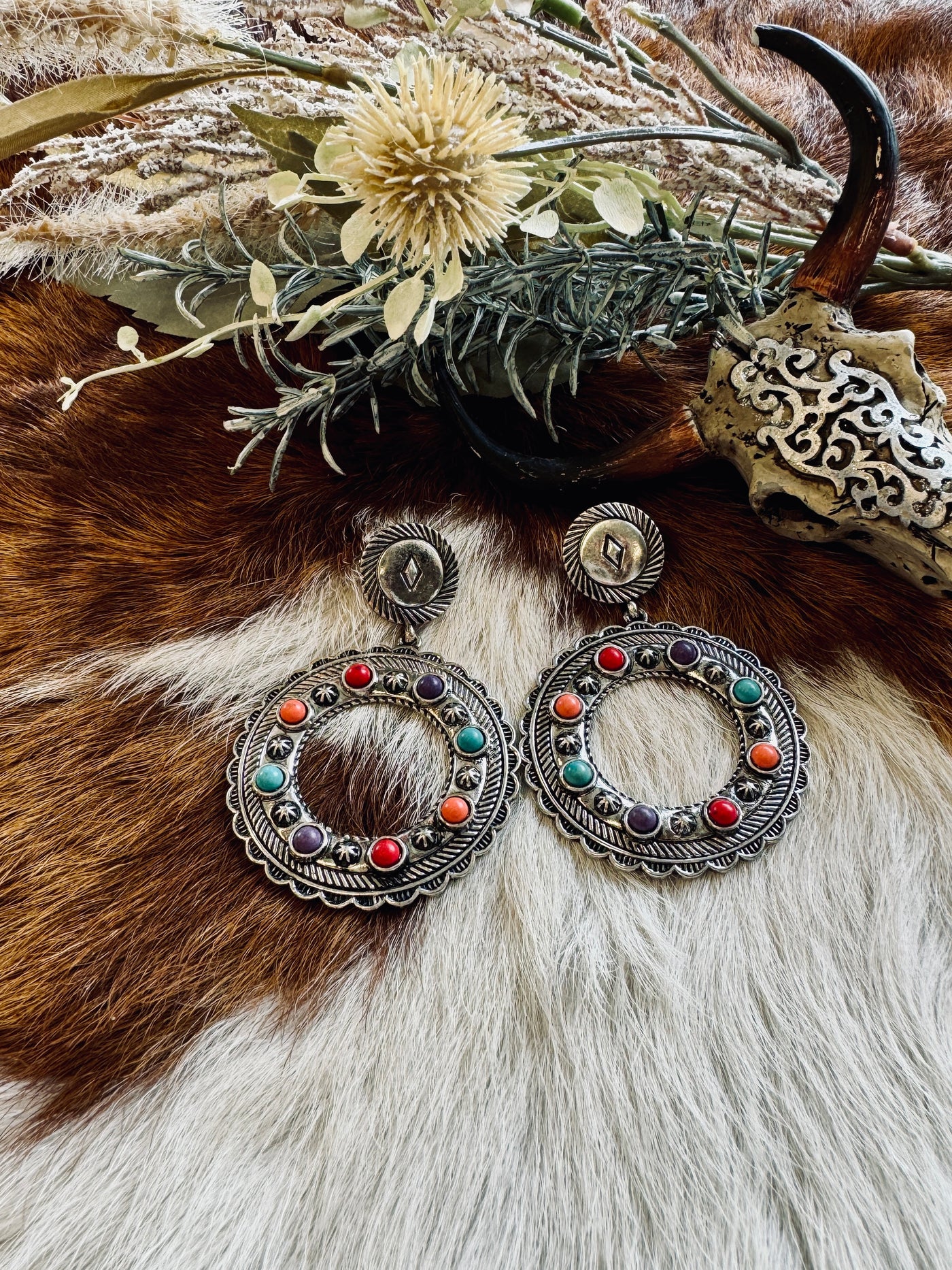 Circle Stone Earrings