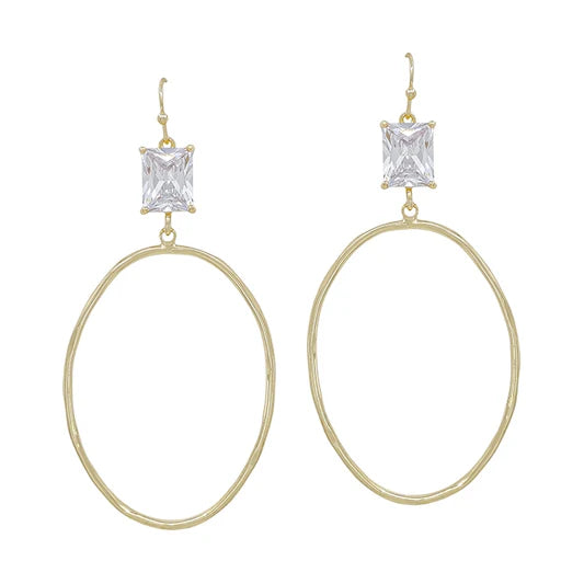 Crystal Oval Earring Gold
