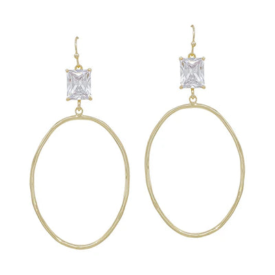 Crystal Oval Earring Gold