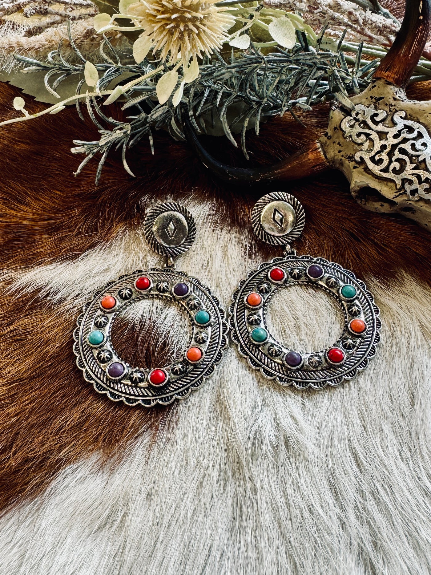 Circle Stone Earrings