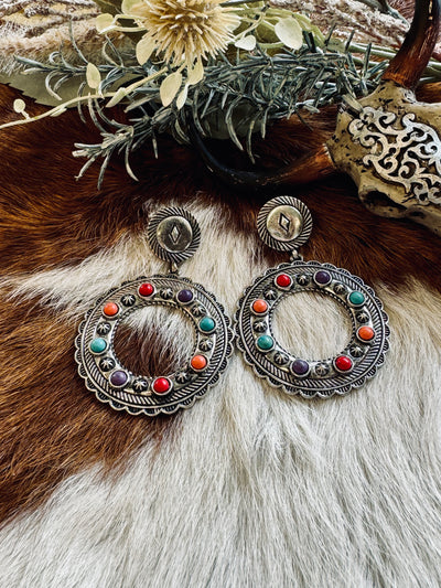 Circle Stone Earrings