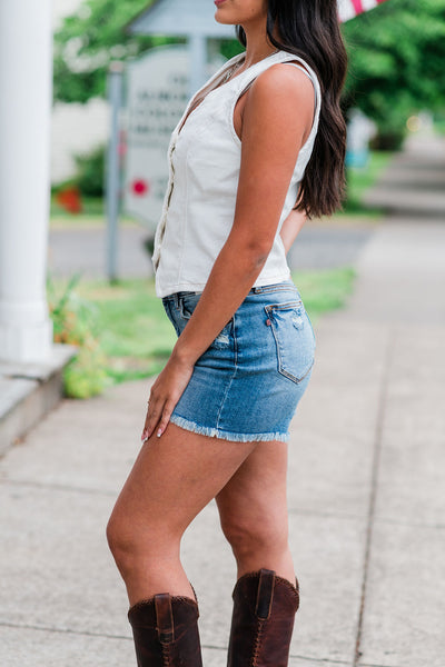 bailey denim shorts side
