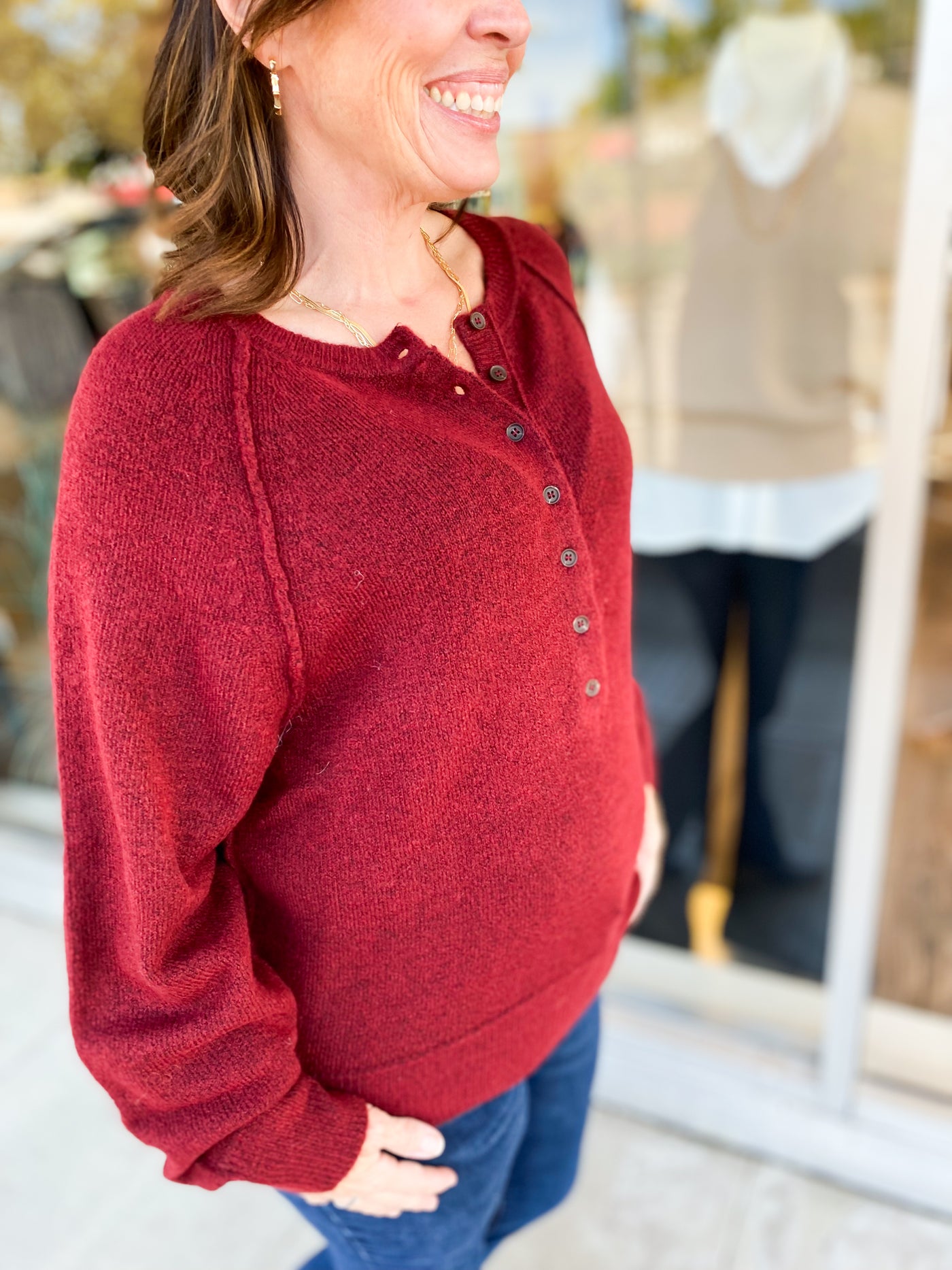 Raglan Henley Sweater