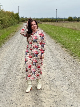 Wild Rose Mesh Midi Dress
