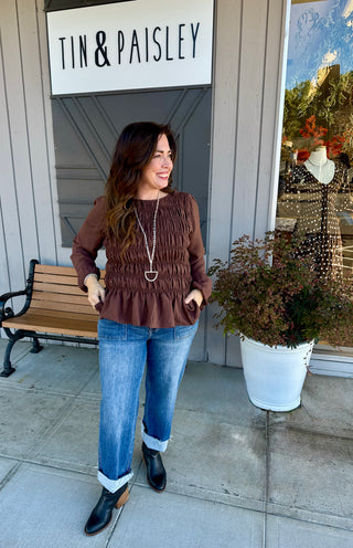 Chocolate Kiss Smocked Top