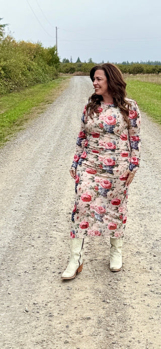 Wild Rose Mesh Midi Dress