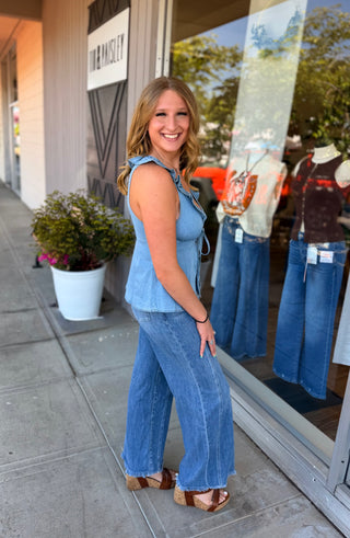 Ruffled Denim Tank
