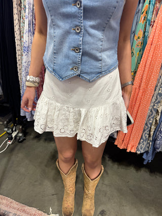 Flirty Eyelet Tiered Skort