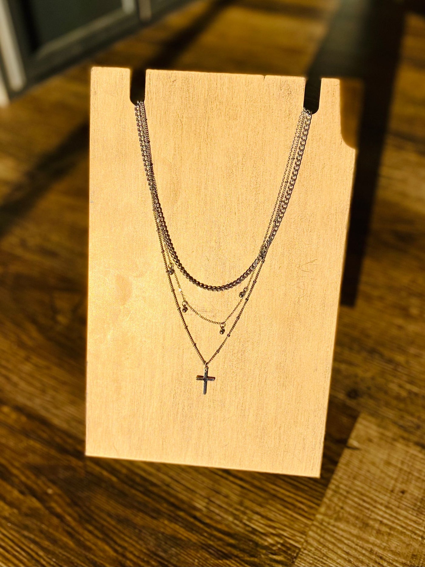 Three Chain Cross Necklace