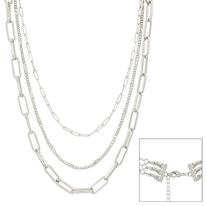 Matte Layering Necklace Silver