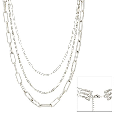 Matte Layering Necklace Silver
