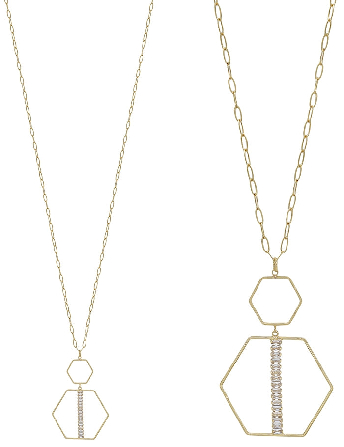 Double Layered Hexagon Necklace