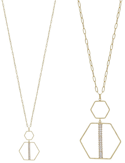 Double Layered Hexagon Necklace