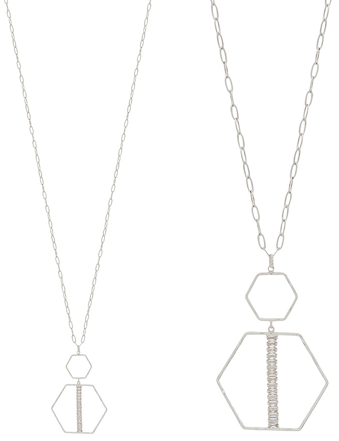 Double Layered Hexagon Necklace