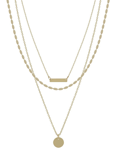 Triple Layered with Bar Charm Necklace