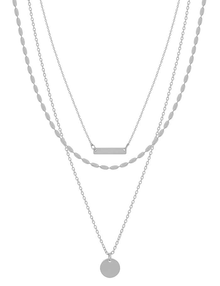 Triple Layered with Bar Charm Necklace
