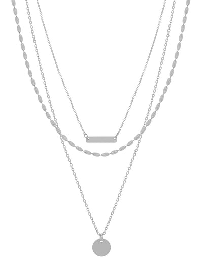 Triple Layered with Bar Charm Necklace