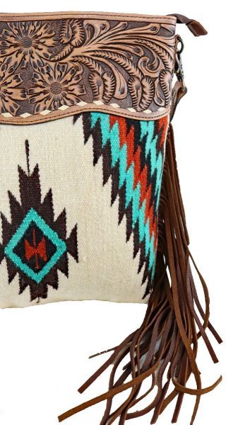 Aztec and Fringe Crossbody Bag