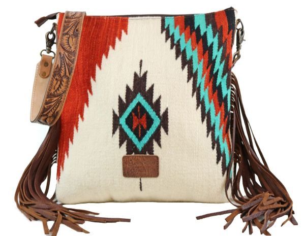 Aztec and Fringe Crossbody Bag