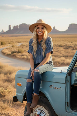 Frannie Denim Button Top