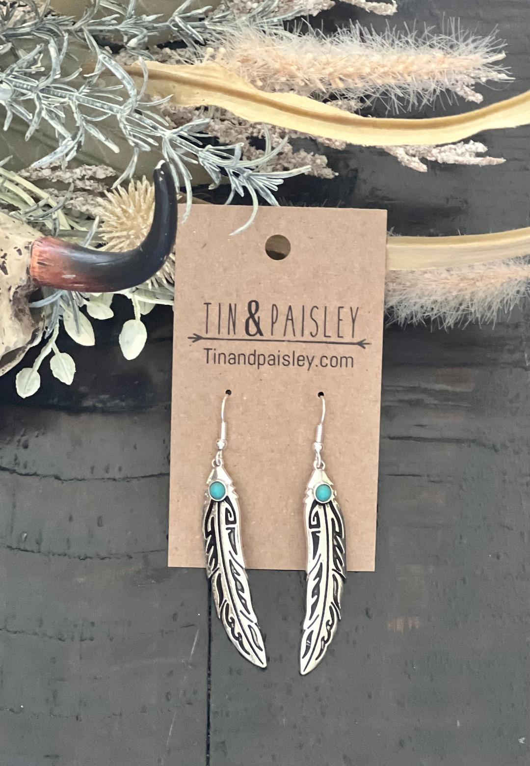 Etched Feather Earrings