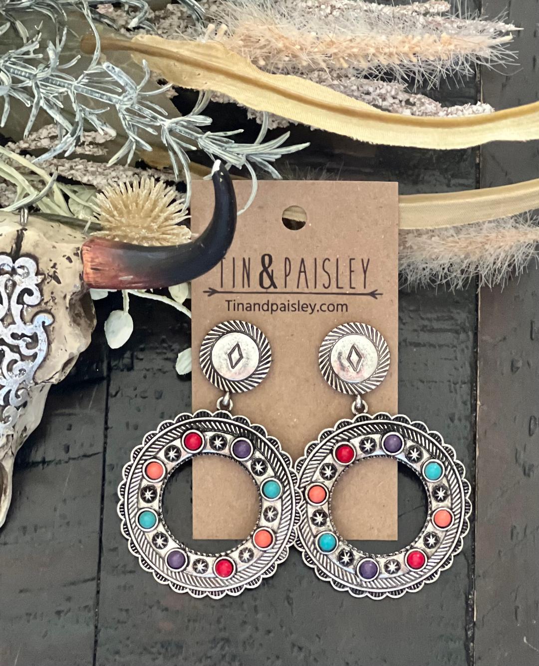 Circle Stone Earrings