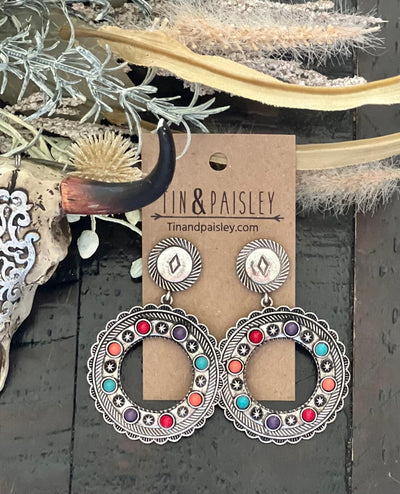 Circle Stone Earrings